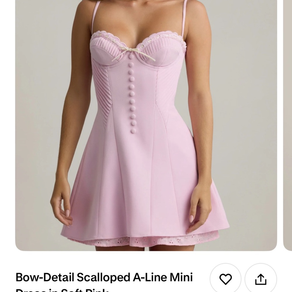 Oh Polly Light Pink Scalloped Mini Dress